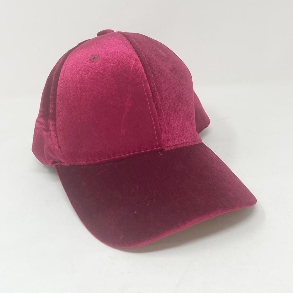 ALDO Women’s Red Velvet Cloth Baseball Cap Hook & Loop Closure One Size